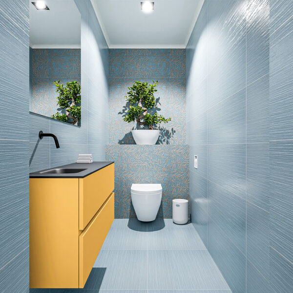 MONDIAZ ADA 100cm toiletmeubel ocher. LEX wastafel urban positie links. Zonder kraangat