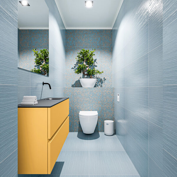 MONDIAZ ADA 100cm toiletmeubel ocher. LEX wastafel urban positie rechts. Zonder kraangat