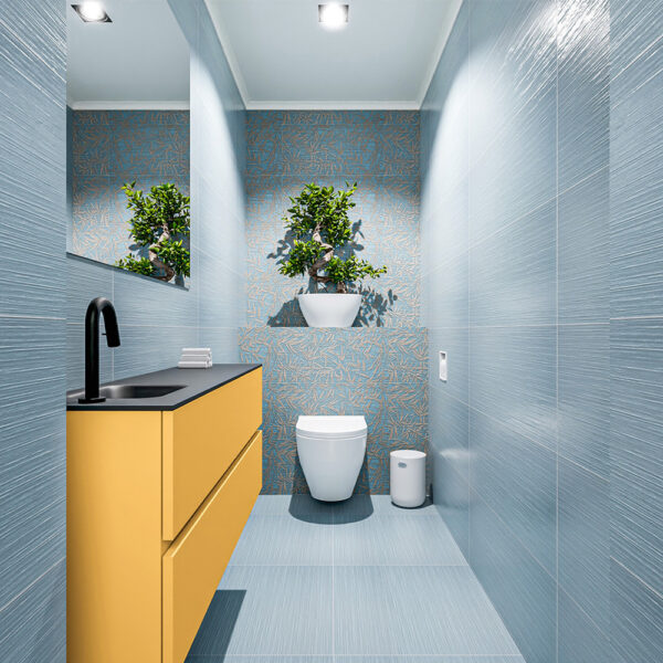 MONDIAZ ADA 120cm toiletmeubel ocher. LEX wastafel urban positie links. Met 1 kraangat