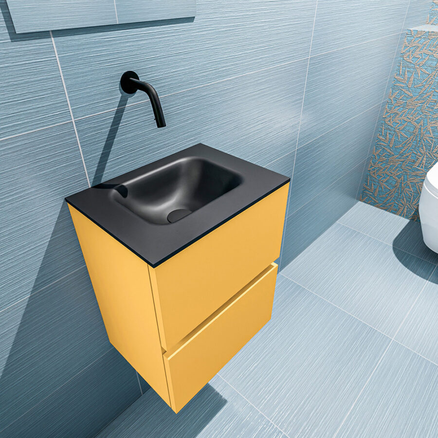 MONDIAZ ADA 40cm toiletmeubel ocher. LEX wastafel urban positie midden. Zonder kraangat - Afbeelding 2