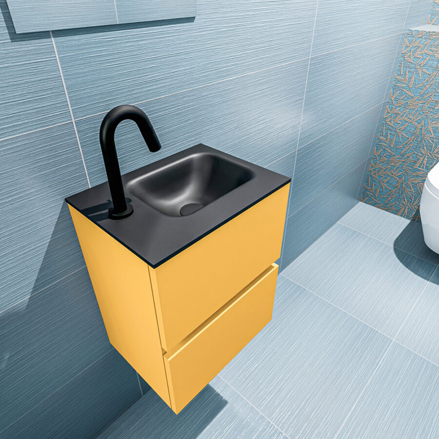 MONDIAZ ADA 40cm toiletmeubel ocher. LEX wastafel urban positie rechts. Met 1 kraangat - Afbeelding 2