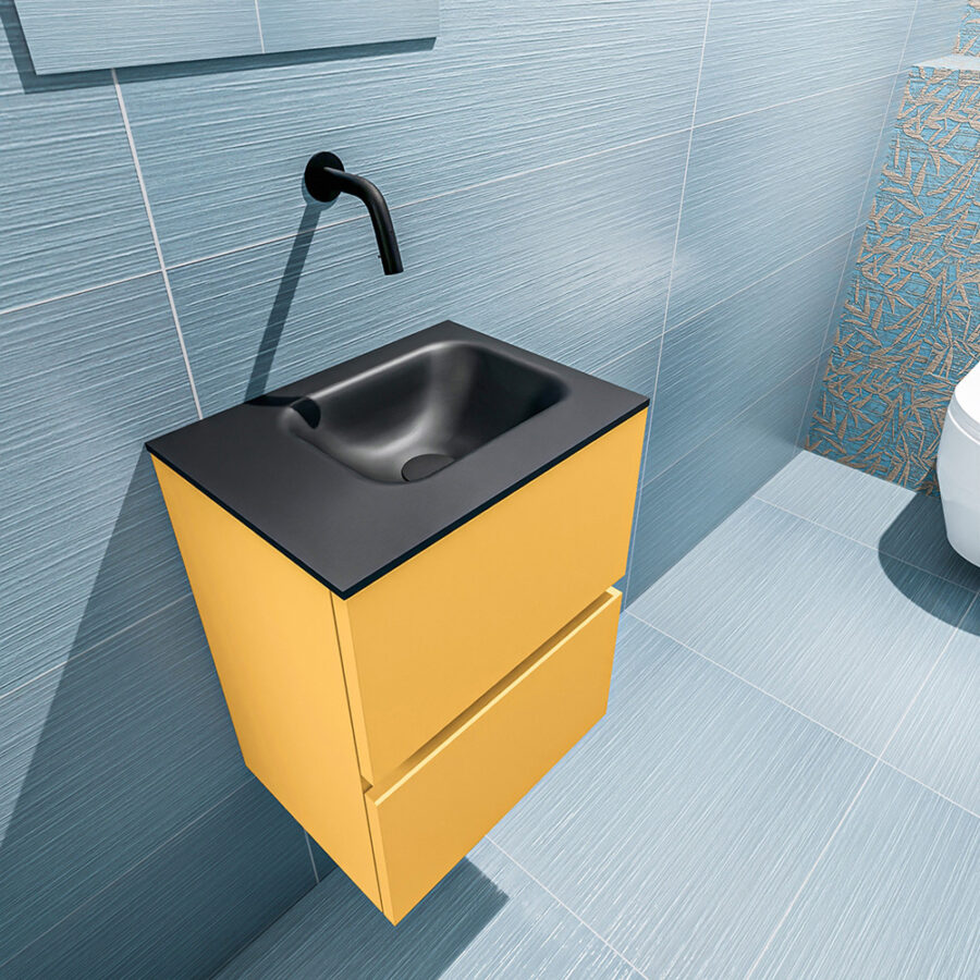 MONDIAZ ADA 40cm toiletmeubel ocher. LEX wastafel urban positie rechts. Zonder kraangat - Afbeelding 2