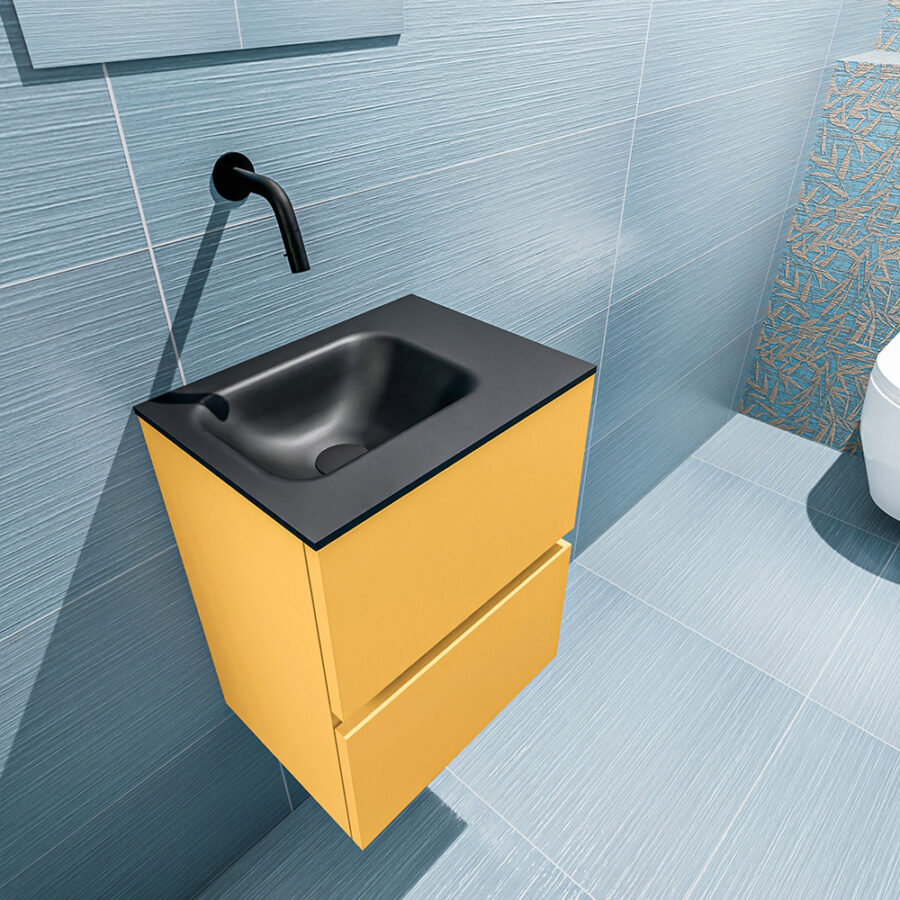 MONDIAZ ADA 40cm toiletmeubel ocher. LEX wastafel urban positie links. Zonder kraangat - Afbeelding 2