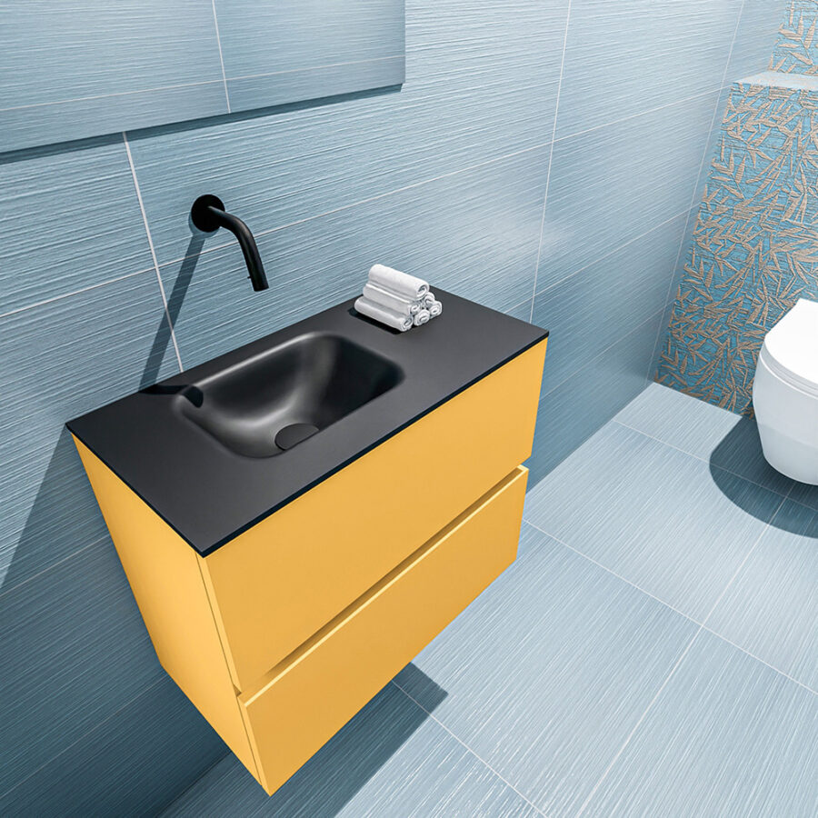 MONDIAZ ADA 60cm toiletmeubel ocher. LEX wastafel urban positie links. Zonder kraangat - Afbeelding 2