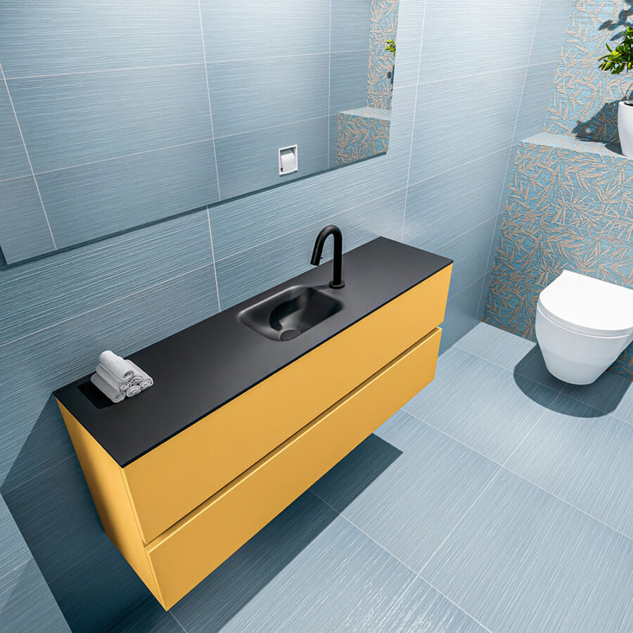 MONDIAZ ADA 120cm toiletmeubel ocher. LEX wastafel urban positie midden. Met 1 kraangat - Afbeelding 2