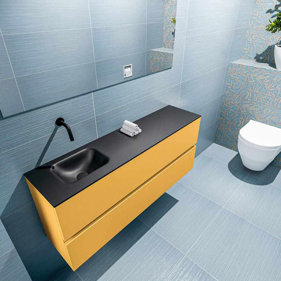 MONDIAZ ADA 120cm toiletmeubel ocher. LEX wastafel urban positie links. Zonder kraangat - Afbeelding 2