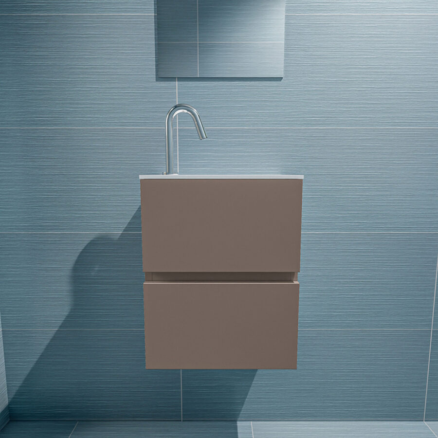 MONDIAZ ADA 40cm toiletmeubel smoke. LEX wastafel talc positie rechts. Met 1 kraangat - Afbeelding 3