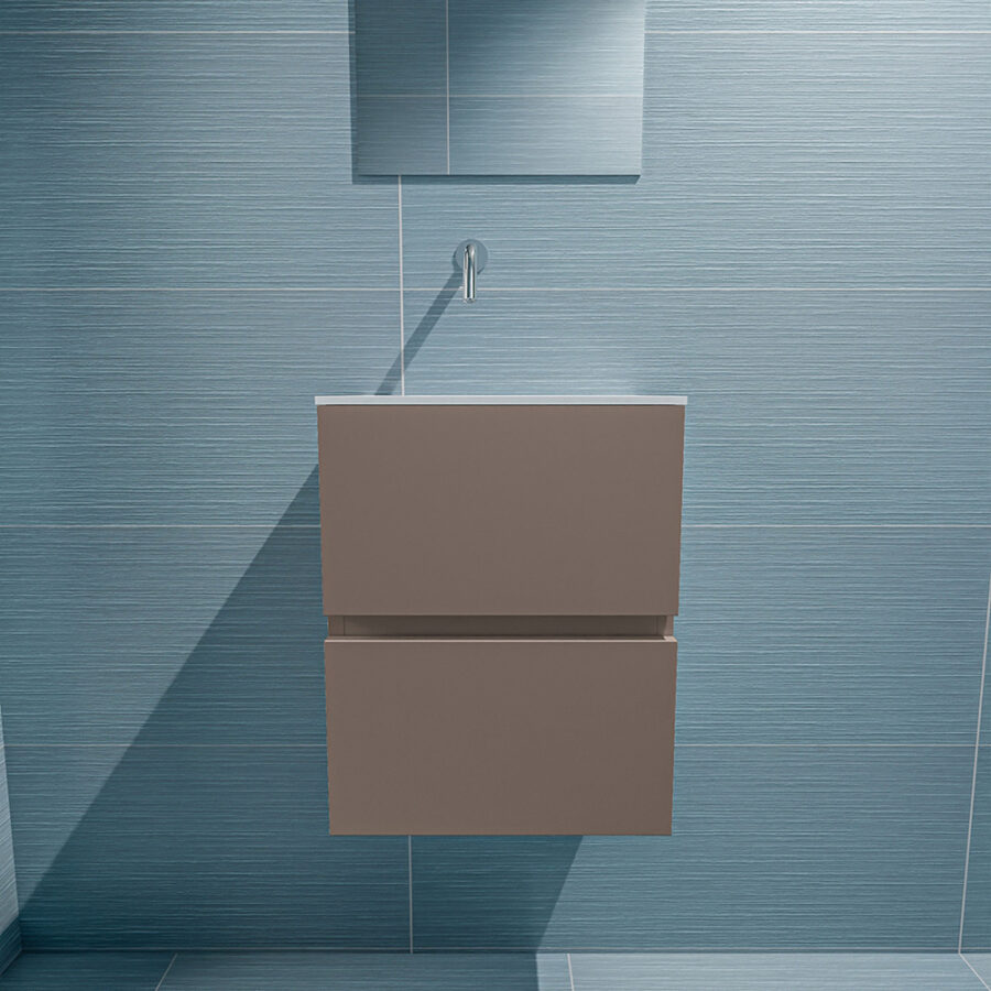 MONDIAZ ADA 40cm toiletmeubel smoke. LEX wastafel talc positie links. Zonder kraangat - Afbeelding 3