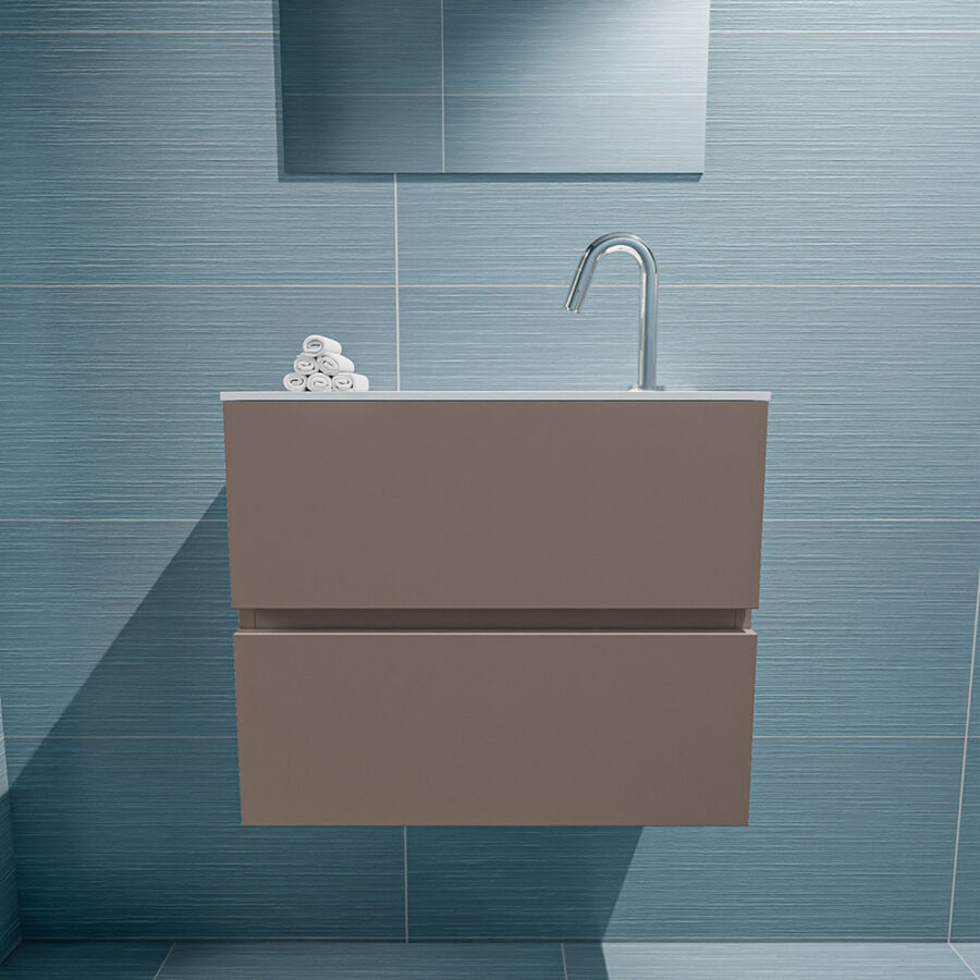 MONDIAZ ADA 60cm toiletmeubel smoke. LEX wastafel talc positie midden. Met 1 kraangat - Afbeelding 3