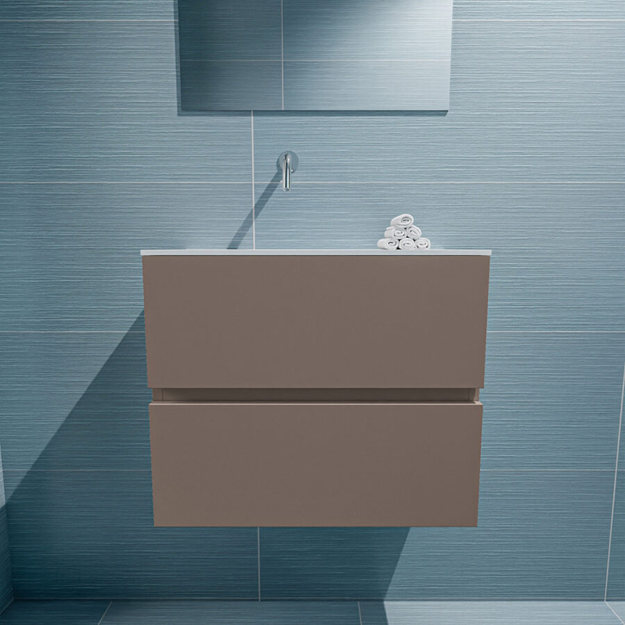 MONDIAZ ADA 60cm toiletmeubel smoke. LEX wastafel talc positie links. Zonder kraangat - Afbeelding 3