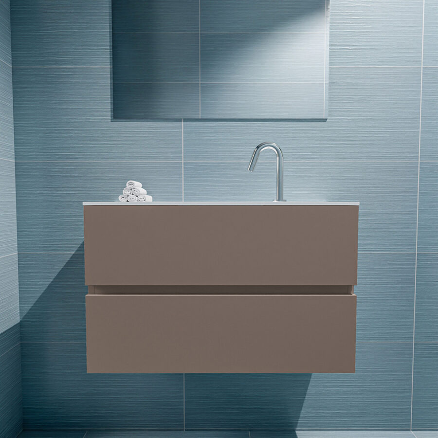 MONDIAZ ADA 80cm toiletmeubel smoke. LEX wastafel talc positie midden. Met 1 kraangat - Afbeelding 3