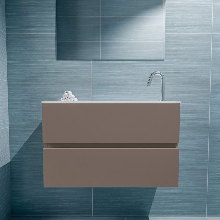 MONDIAZ ADA 80cm toiletmeubel smoke. LEX wastafel talc positie rechts. Met 1 kraangat - Afbeelding 3