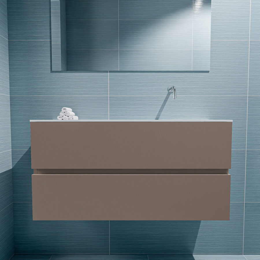 MONDIAZ ADA 100cm toiletmeubel smoke. LEX wastafel talc positie rechts. Zonder kraangat - Afbeelding 3