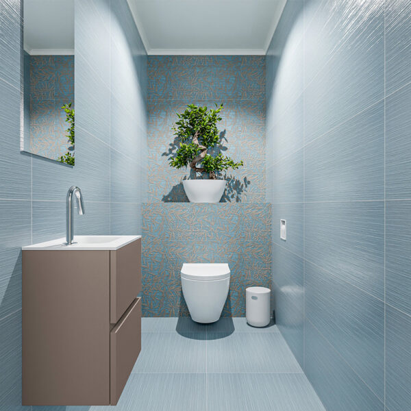 MONDIAZ ADA 40cm toiletmeubel smoke. LEX wastafel talc positie rechts. Met 1 kraangat