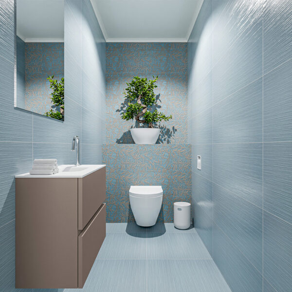 MONDIAZ ADA 60cm toiletmeubel smoke. LEX wastafel talc positie midden. Met 1 kraangat