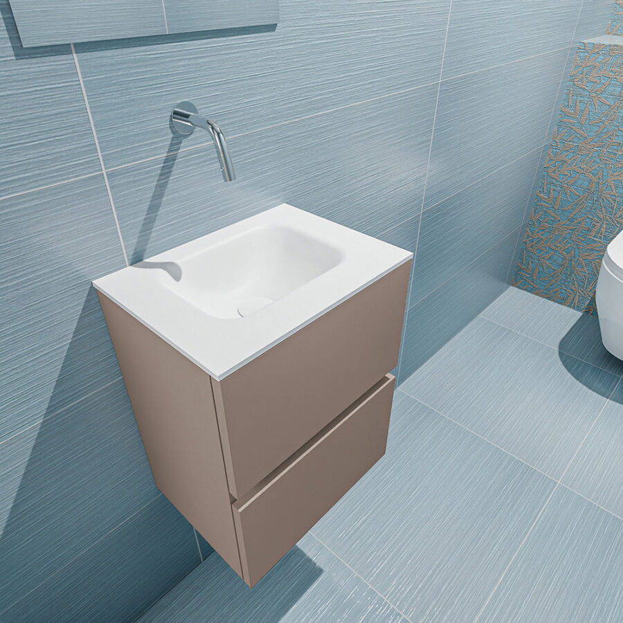 MONDIAZ ADA 40cm toiletmeubel smoke. LEX wastafel talc positie midden. Zonder kraangat - Afbeelding 2