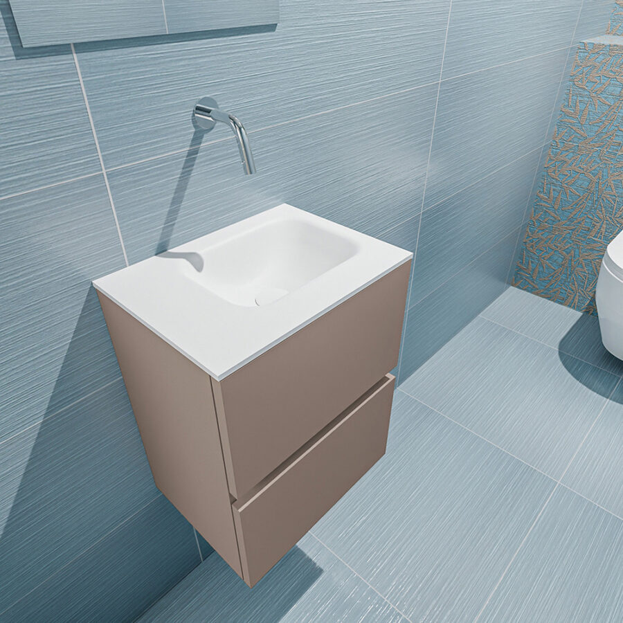 MONDIAZ ADA 40cm toiletmeubel smoke. LEX wastafel talc positie rechts. Zonder kraangat - Afbeelding 2