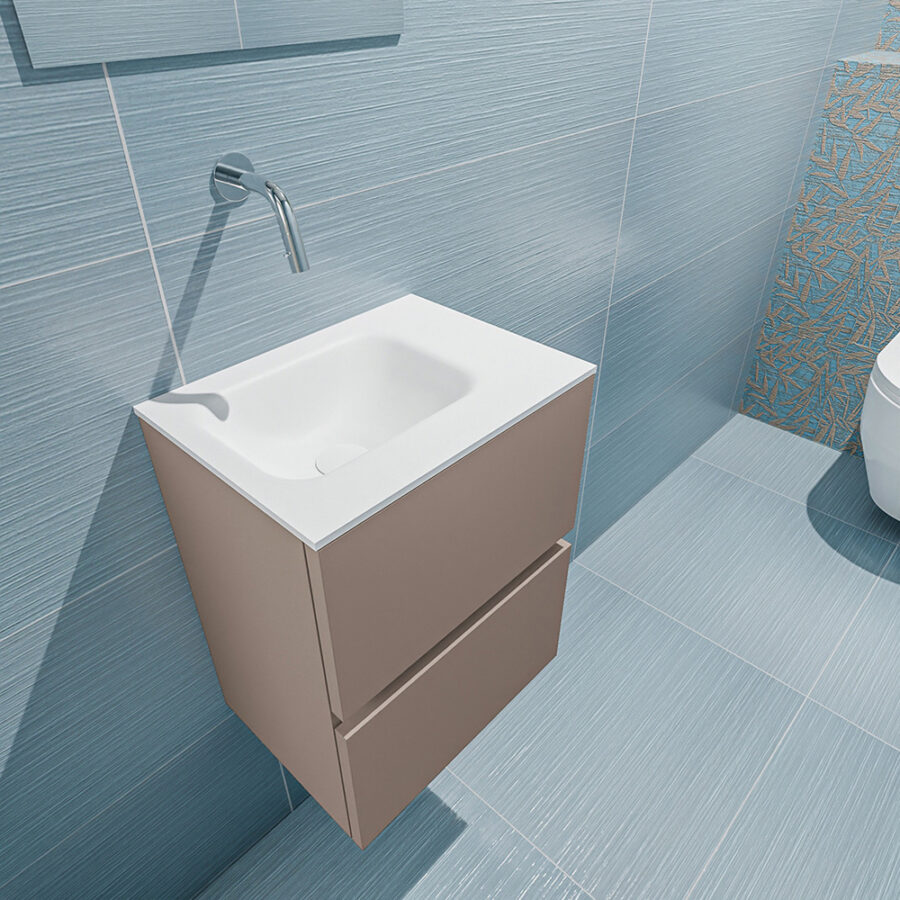 MONDIAZ ADA 40cm toiletmeubel smoke. LEX wastafel talc positie links. Zonder kraangat - Afbeelding 2