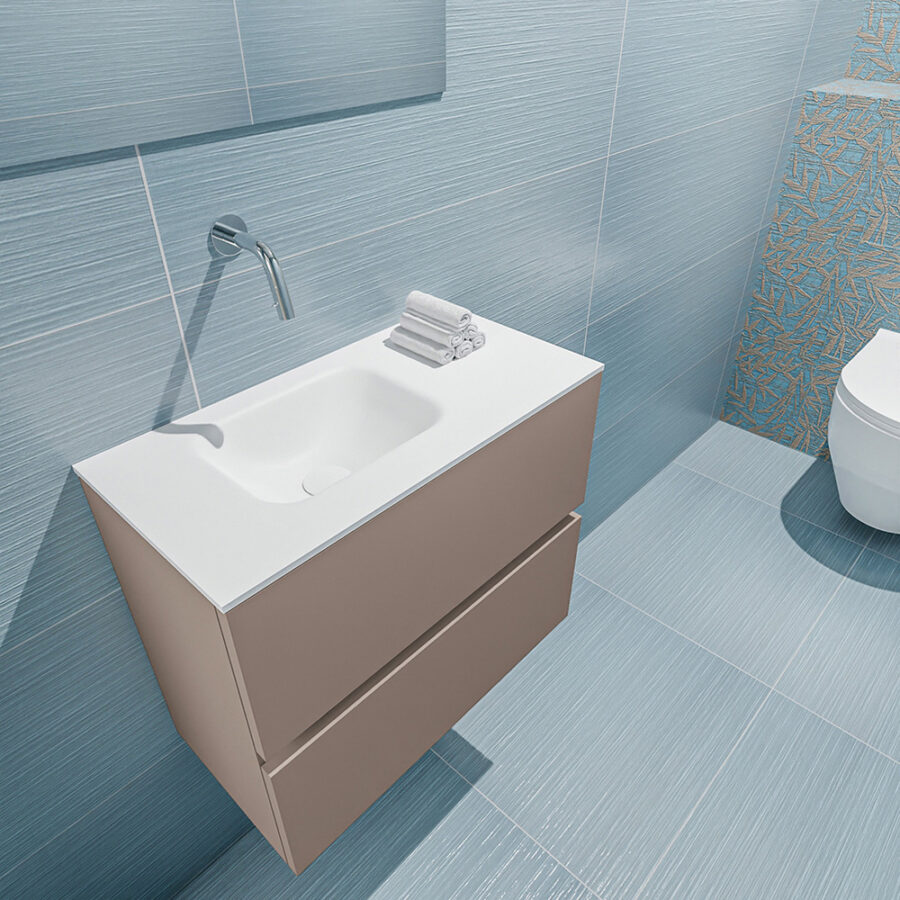 MONDIAZ ADA 60cm toiletmeubel smoke. LEX wastafel talc positie links. Zonder kraangat - Afbeelding 2