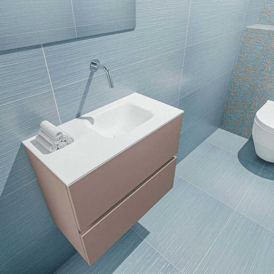 MONDIAZ ADA 60cm toiletmeubel smoke. LEX wastafel talc positie rechts. Zonder kraangat - Afbeelding 2
