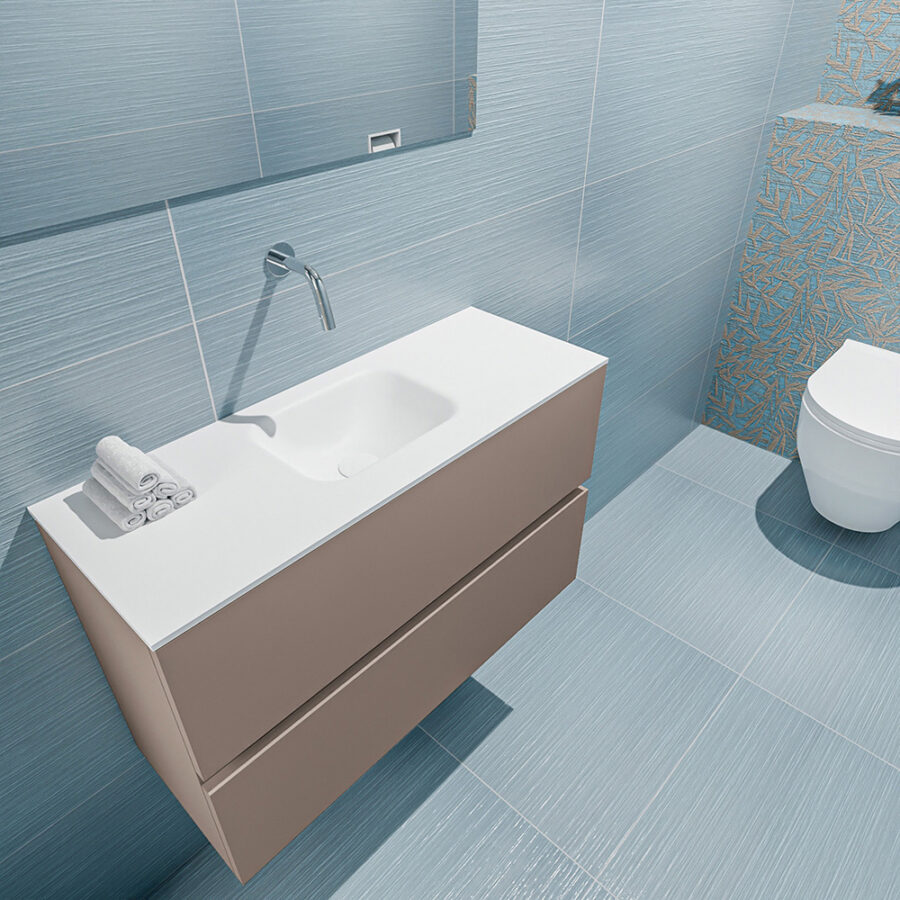 MONDIAZ ADA 80cm toiletmeubel smoke. LEX wastafel talc positie midden. Zonder kraangat - Afbeelding 2