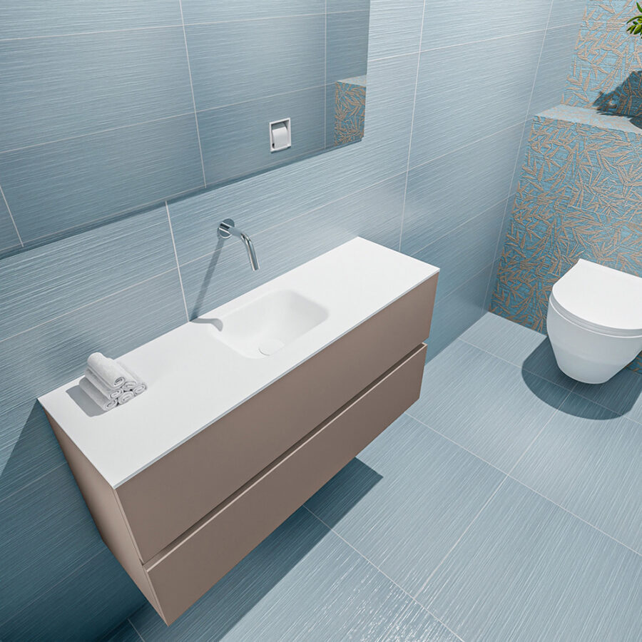 MONDIAZ ADA 100cm toiletmeubel smoke. LEX wastafel talc positie midden. Zonder kraangat - Afbeelding 2