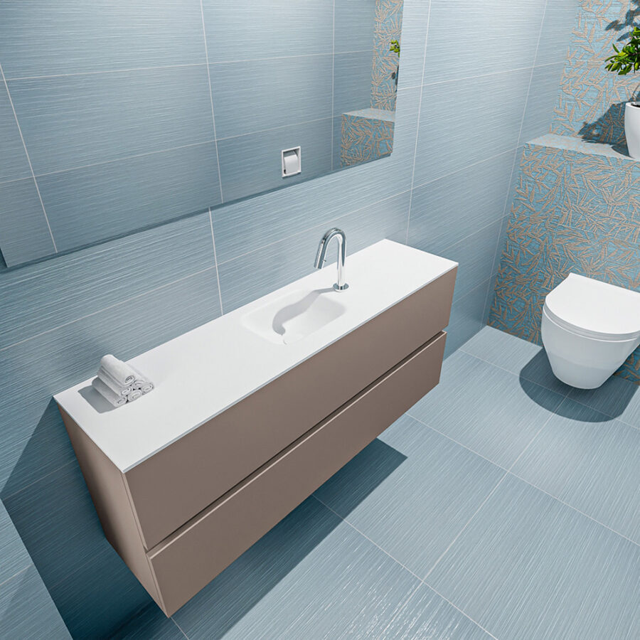 MONDIAZ ADA 120cm toiletmeubel smoke. LEX wastafel talc positie midden. Met 1 kraangat - Afbeelding 2