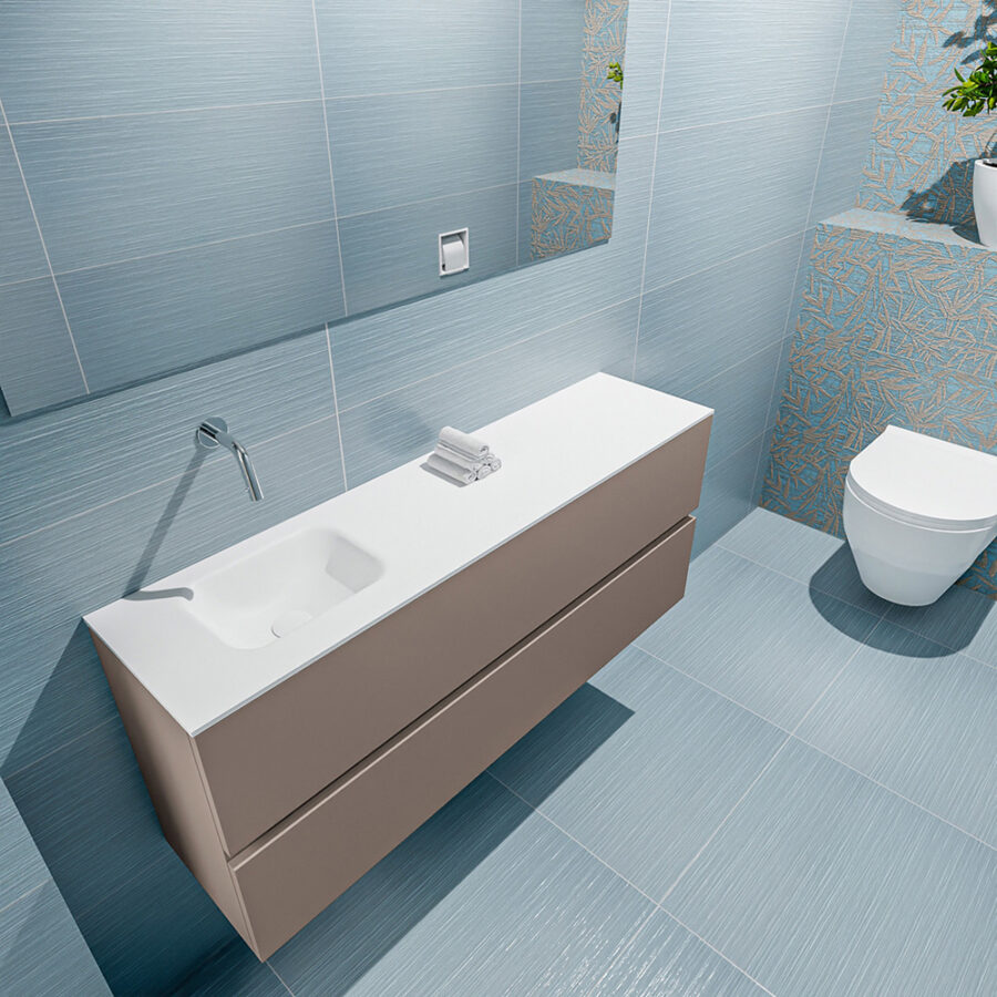 MONDIAZ ADA 120cm toiletmeubel smoke. LEX wastafel talc positie links. Zonder kraangat - Afbeelding 2