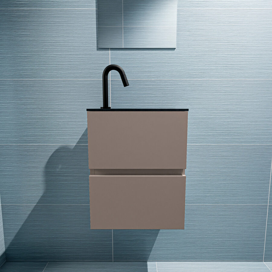 MONDIAZ ADA 40cm toiletmeubel smoke. LEX wastafel urban positie rechts. Met 1 kraangat - Afbeelding 3