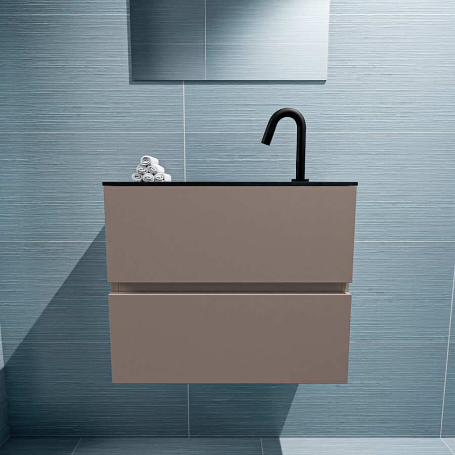 MONDIAZ ADA 60cm toiletmeubel smoke. LEX wastafel urban positie midden. Met 1 kraangat - Afbeelding 3