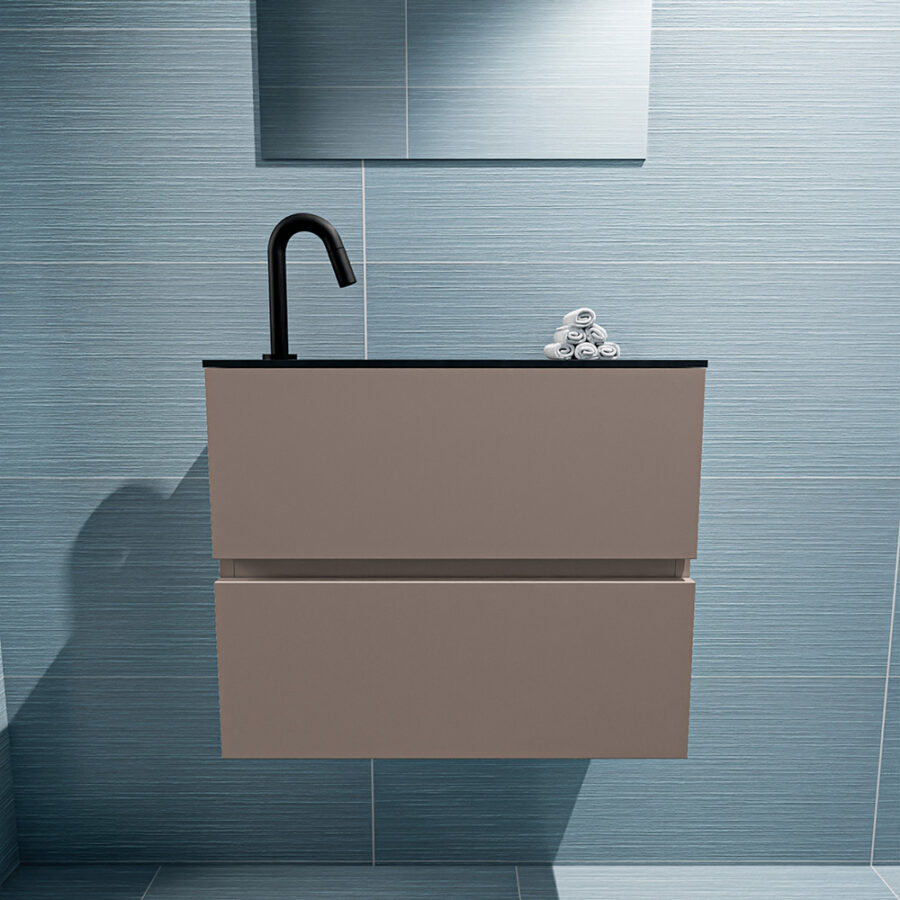 MONDIAZ ADA 60cm toiletmeubel smoke. LEX wastafel urban positie links. Met 1 kraangat - Afbeelding 3