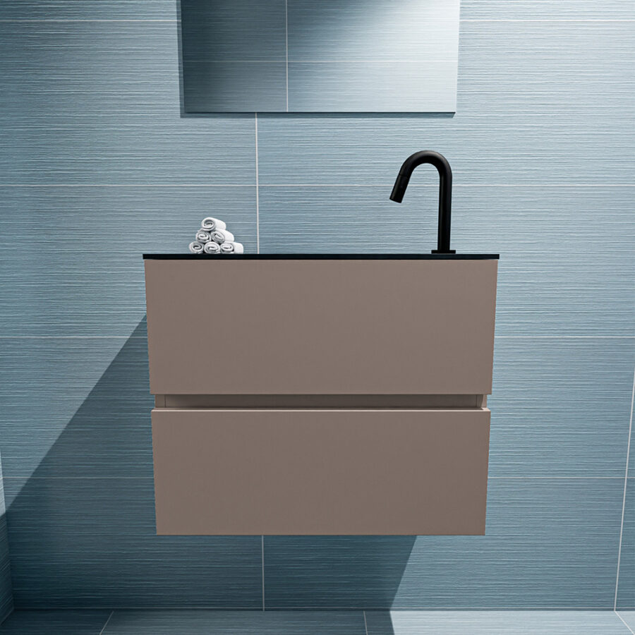MONDIAZ ADA 60cm toiletmeubel smoke. LEX wastafel urban positie rechts. Met 1 kraangat - Afbeelding 3
