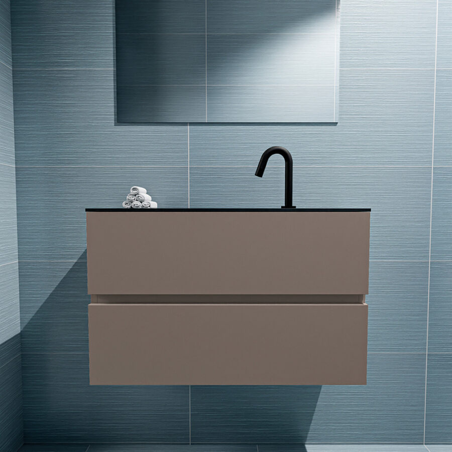 MONDIAZ ADA 80cm toiletmeubel smoke. LEX wastafel urban positie midden. Met 1 kraangat - Afbeelding 3
