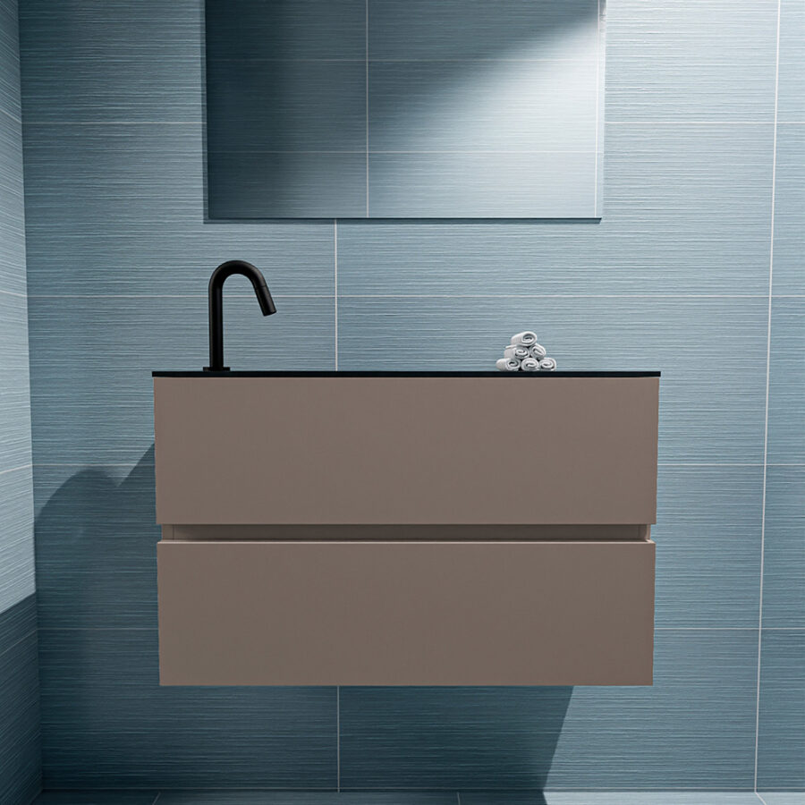MONDIAZ ADA 80cm toiletmeubel smoke. LEX wastafel urban positie links. Met 1 kraangat - Afbeelding 3