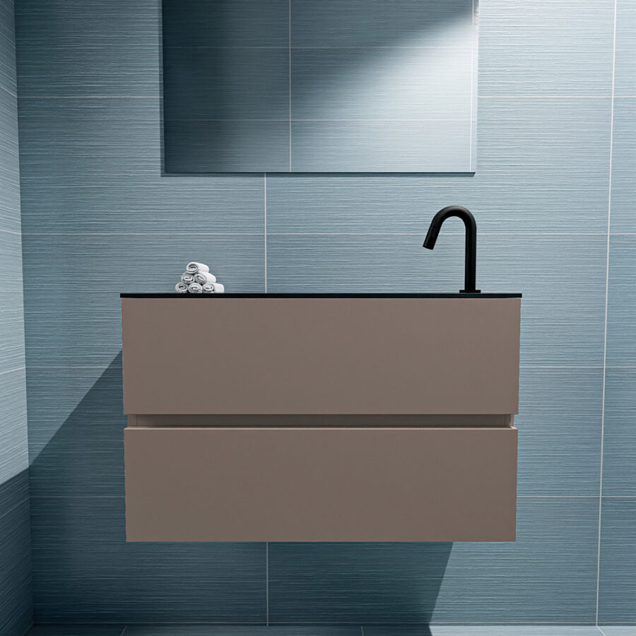 MONDIAZ ADA 80cm toiletmeubel smoke. LEX wastafel urban positie rechts. Met 1 kraangat - Afbeelding 3