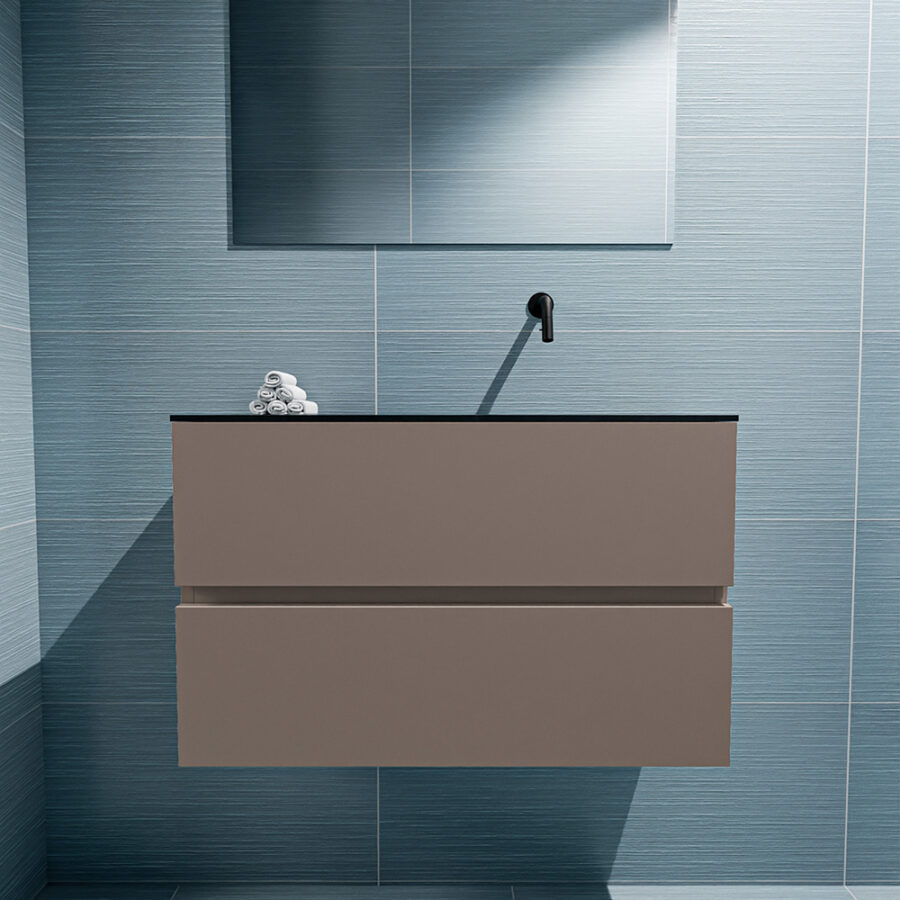 MONDIAZ ADA 80cm toiletmeubel smoke. LEX wastafel urban positie rechts. Zonder kraangat - Afbeelding 3