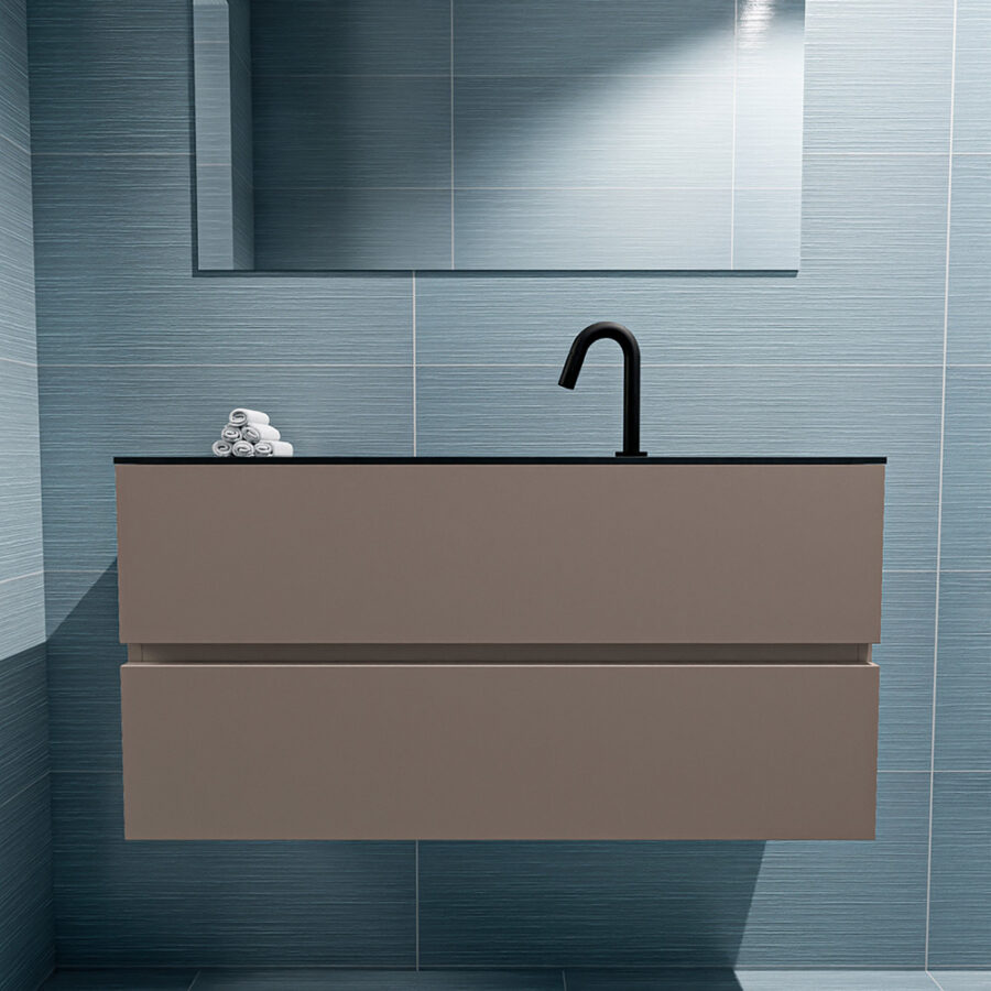 MONDIAZ ADA 100cm toiletmeubel smoke. LEX wastafel urban positie midden. Met 1 kraangat - Afbeelding 3
