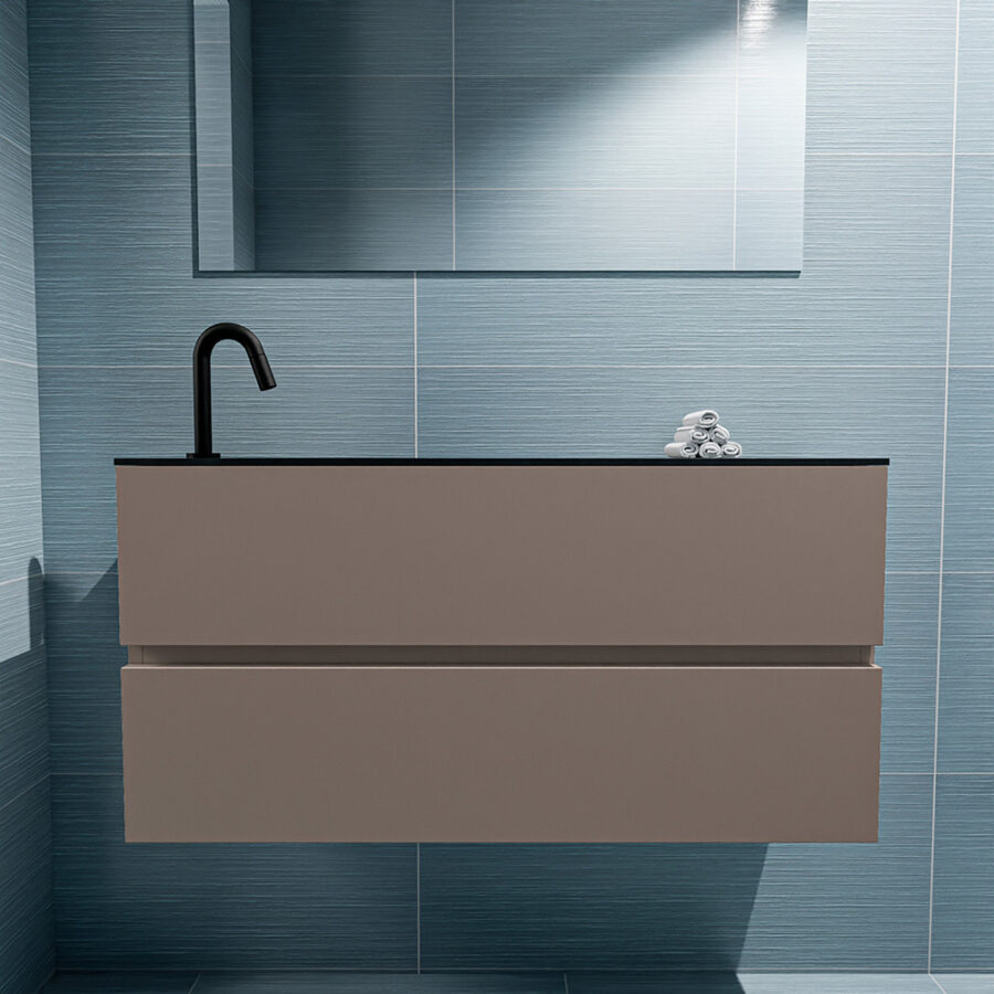 MONDIAZ ADA 100cm toiletmeubel smoke. LEX wastafel urban positie links. Met 1 kraangat - Afbeelding 3