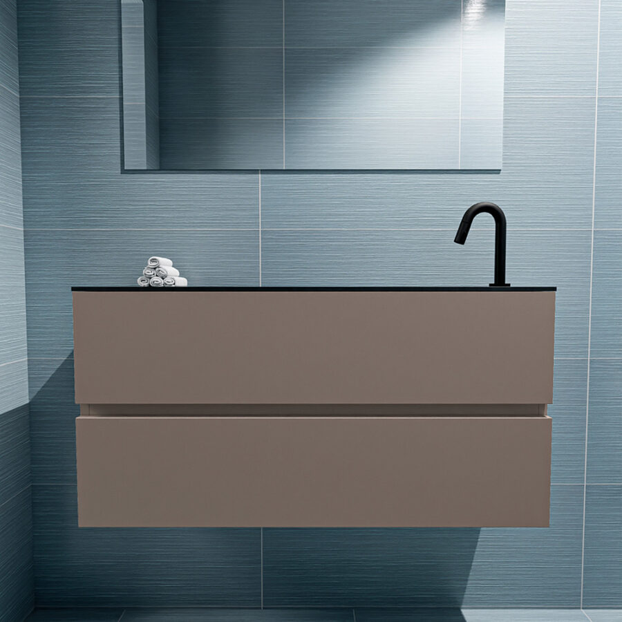 MONDIAZ ADA 100cm toiletmeubel smoke. LEX wastafel urban positie rechts. Met 1 kraangat - Afbeelding 3