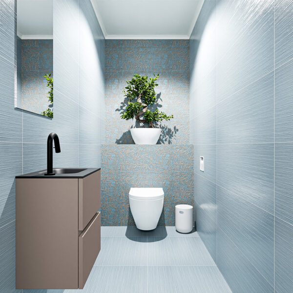 MONDIAZ ADA 40cm toiletmeubel smoke. LEX wastafel urban positie rechts. Met 1 kraangat