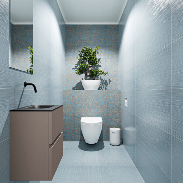 MONDIAZ ADA 40cm toiletmeubel smoke. LEX wastafel urban positie rechts. Zonder kraangat