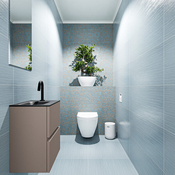 MONDIAZ ADA 40cm toiletmeubel smoke. LEX wastafel urban positie links. Met 1 kraangat