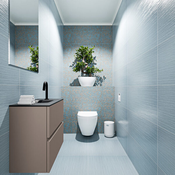 MONDIAZ ADA 60cm toiletmeubel smoke. LEX wastafel urban positie midden. Met 1 kraangat