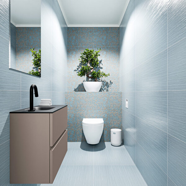 MONDIAZ ADA 60cm toiletmeubel smoke. LEX wastafel urban positie links. Met 1 kraangat