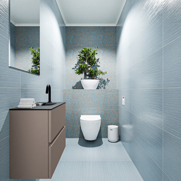 MONDIAZ ADA 60cm toiletmeubel smoke. LEX wastafel urban positie rechts. Met 1 kraangat
