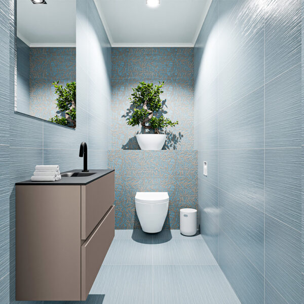 MONDIAZ ADA 80cm toiletmeubel smoke. LEX wastafel urban positie midden. Met 1 kraangat