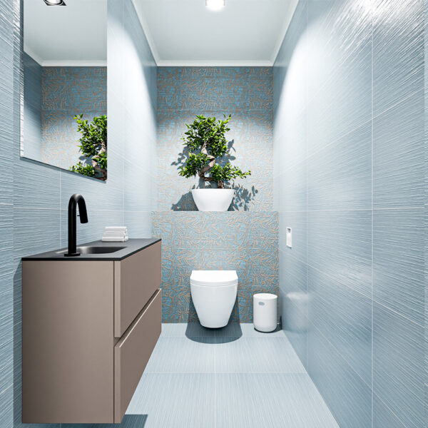 MONDIAZ ADA 80cm toiletmeubel smoke. LEX wastafel urban positie links. Met 1 kraangat