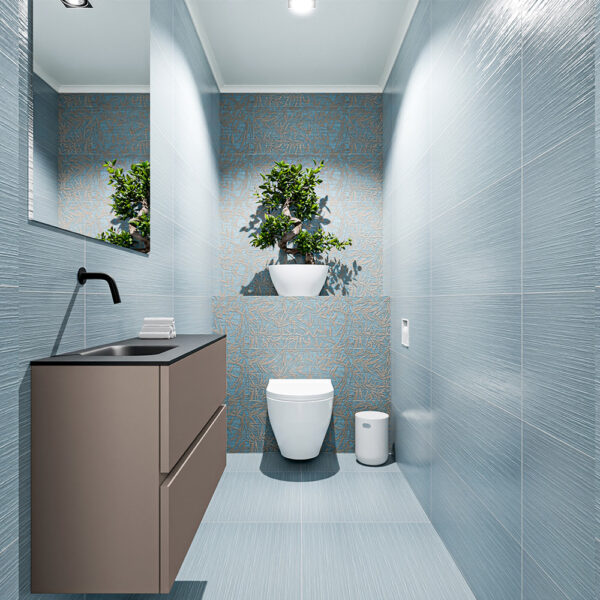 MONDIAZ ADA 80cm toiletmeubel smoke. LEX wastafel urban positie links. Zonder kraangat