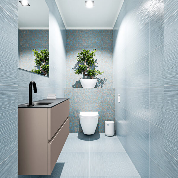 MONDIAZ ADA 100cm toiletmeubel smoke. LEX wastafel urban positie links. Met 1 kraangat