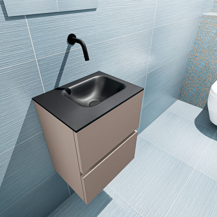 MONDIAZ ADA 40cm toiletmeubel smoke. LEX wastafel urban positie rechts. Zonder kraangat - Afbeelding 2